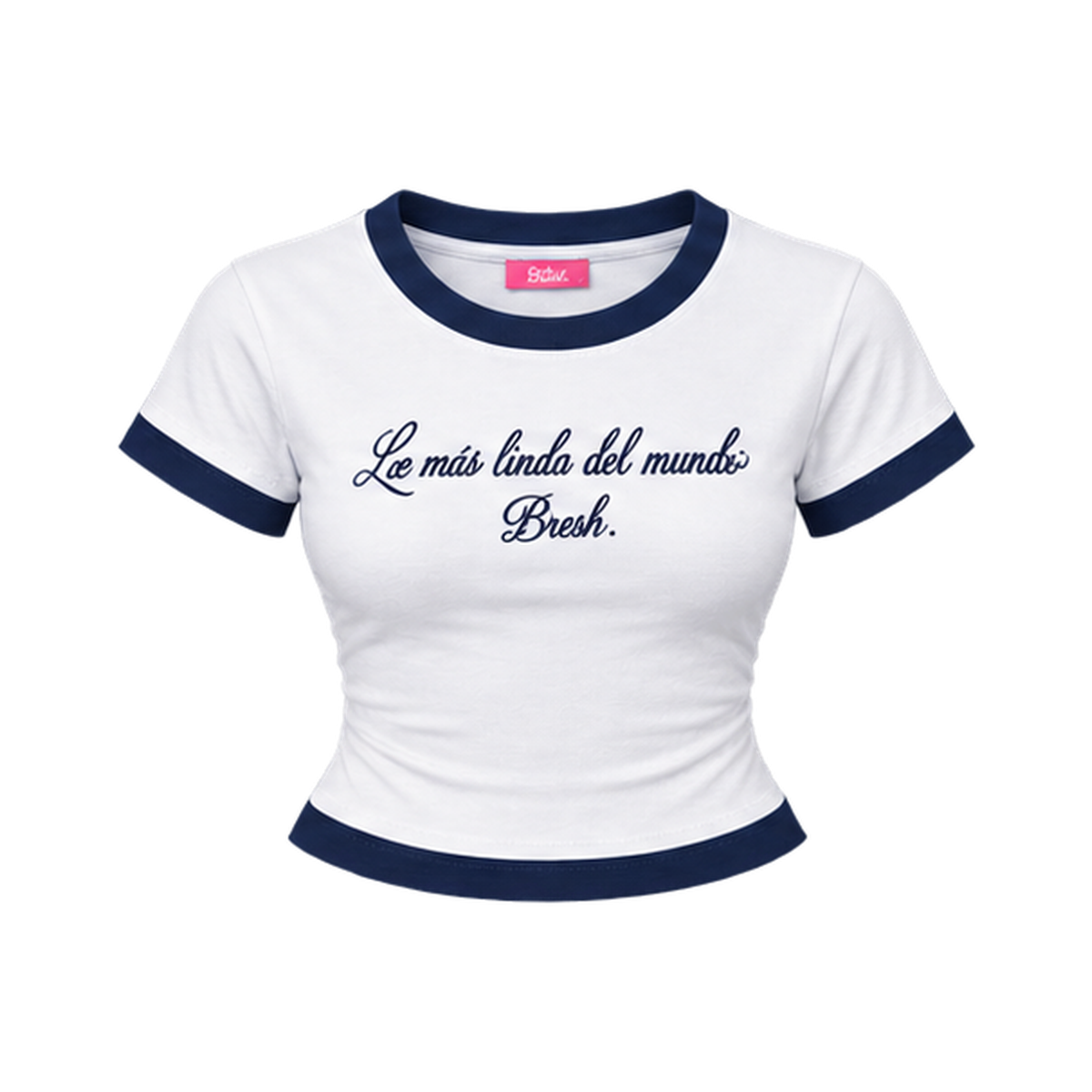 Crop Top – Blanco y azul