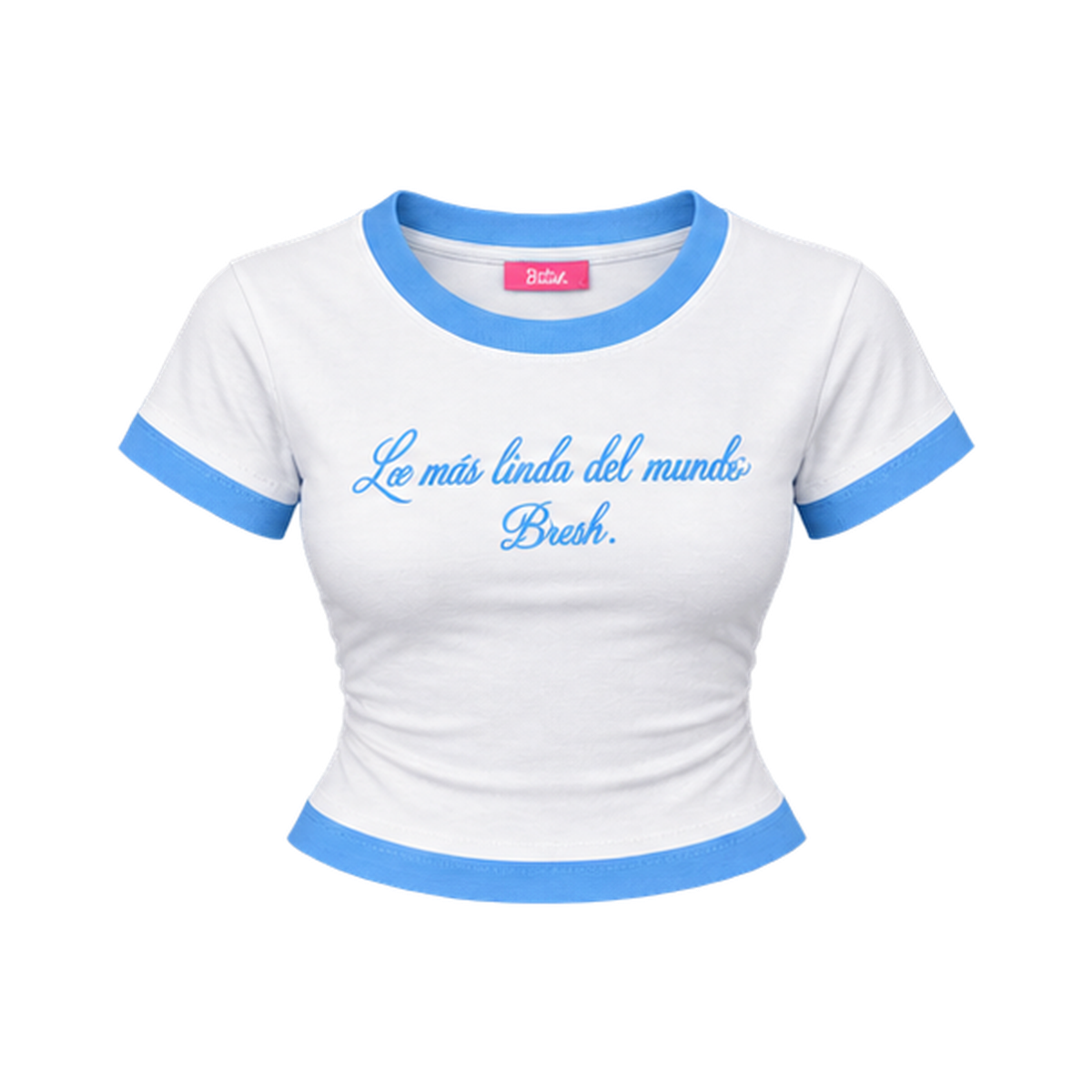 Crop Top – Blanco y celeste